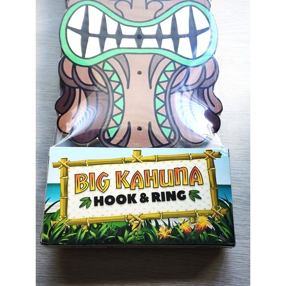 BIG KAHUNA HOOK & RING GAME-Tiki Theme Party Game-Wood Board-Sealed Packaging - Picture 2 of 6